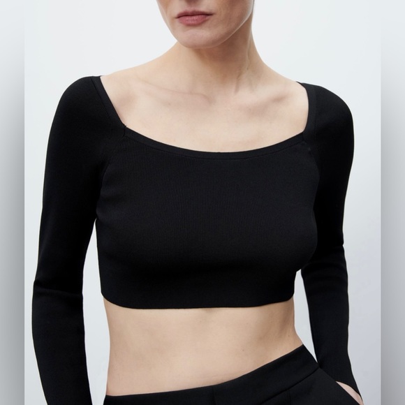 NWT Zara Women’s Knit Long Sleeve Crop Top - Picture 2 of 10